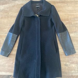Italian Wool coat with leather forearms from Club Monaco - size small